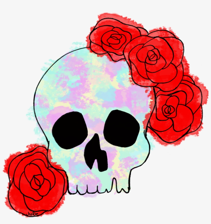 Skulls Transparent Psychedelic - Skull With Flowers Tote Bag, Adult Unisex, Natural, transparent png download