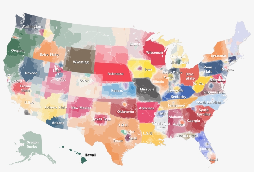 Nyt - Most Popular College Football By State, transparent png download