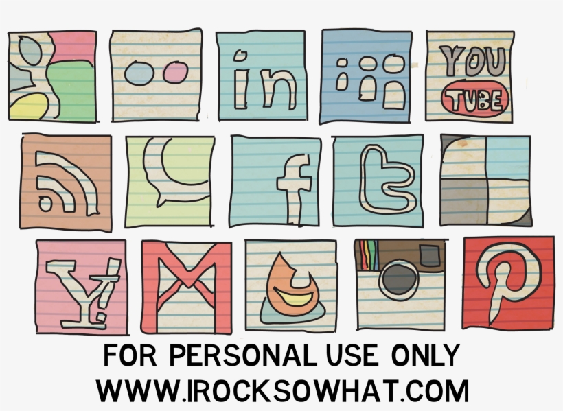 Large Hand Drawn Retro Social Media - Social Media Cartoon Logo, transparent png download