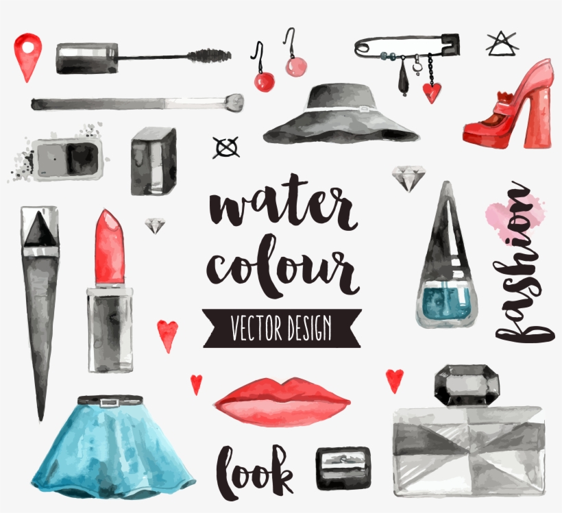 Cosmetics Watercolor Painting Drawing Illustration - Hand Drawn Icons Watercolor, transparent png download