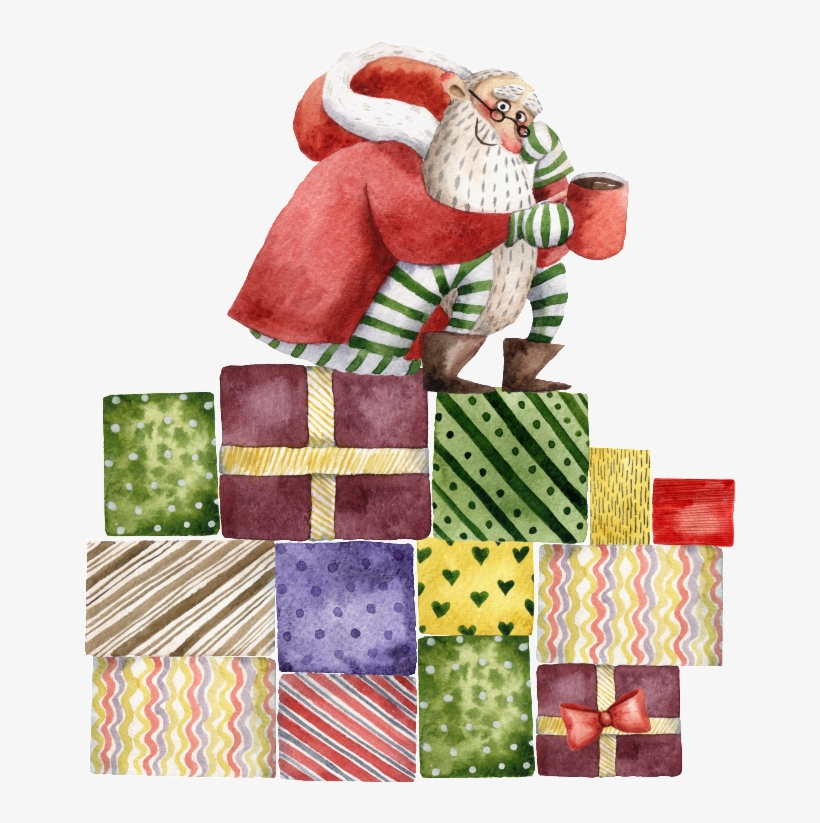 Hand Painted Santa Claus Png Transparent Ready To Give - Santa Claus, transparent png download