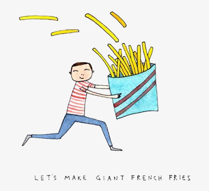 French Fries Drawing Watercolor Painting Illustration - Drawing, transparent png download