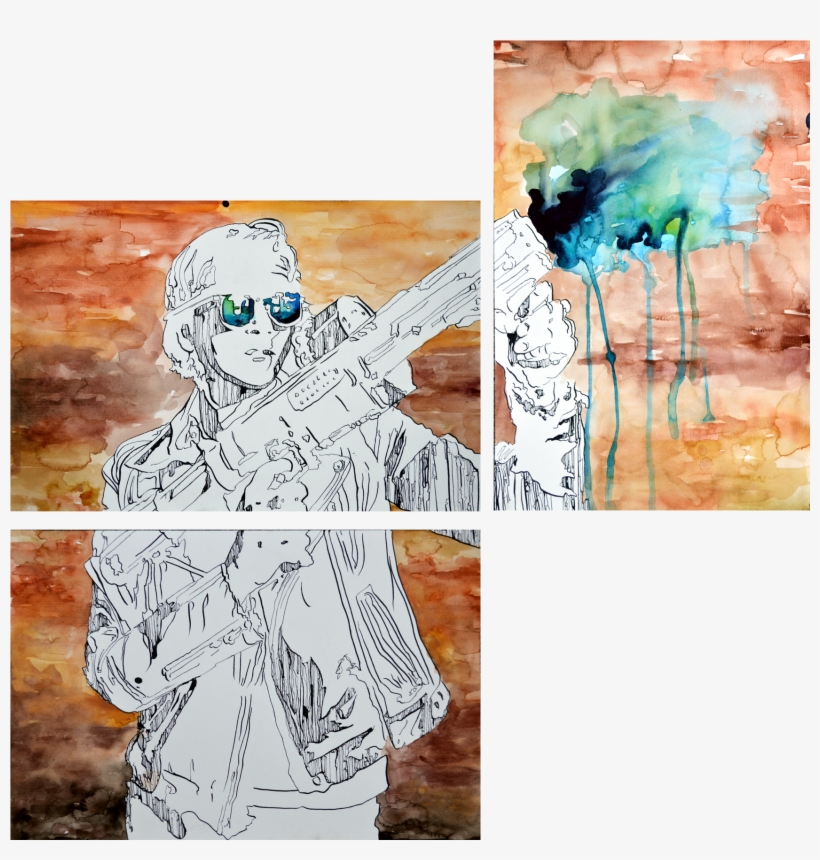 Watercolor Ink Illustration Portrait - Painting, transparent png download