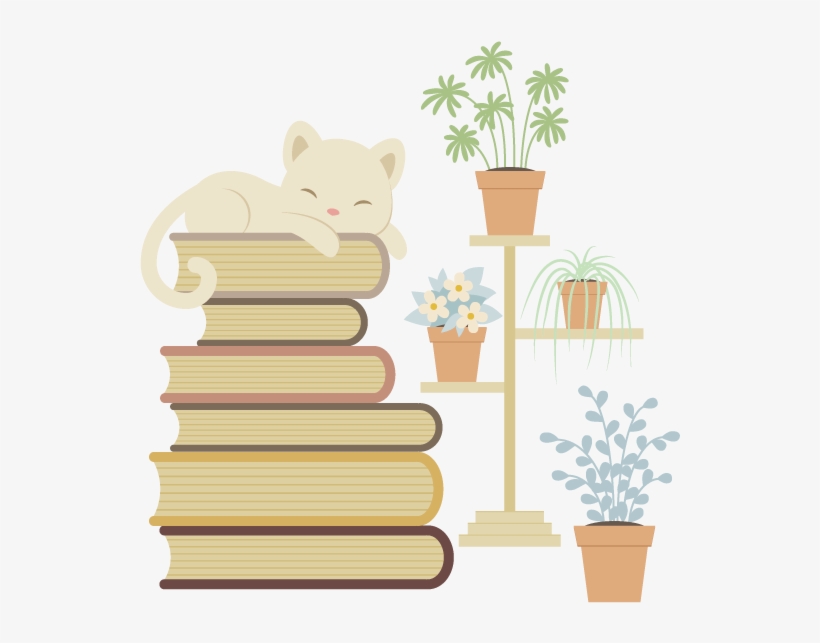 Adding The Cat And Books - Cartoon, transparent png download