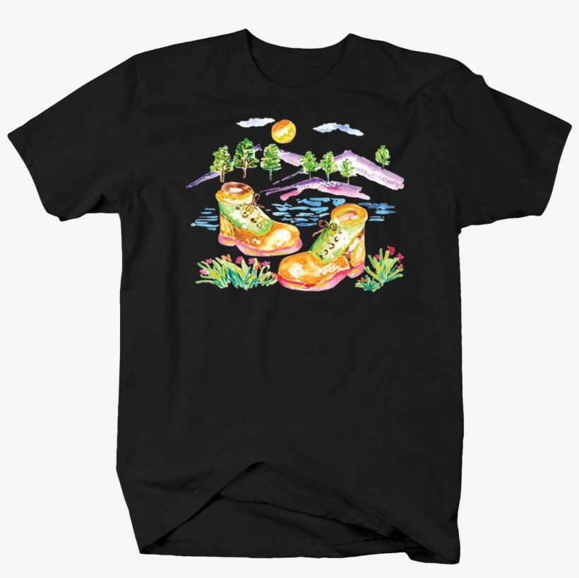 Watercolor Work Boots Hills Trees Sun Flowers Water - Only Good Suit Is A Wetsuit Surfing Ocean Beach Scuba, transparent png download