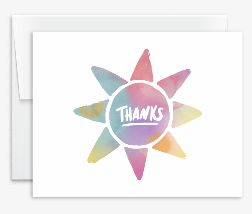 Watercolor Sun Thanks Greeting Card - Chart, transparent png download