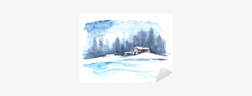 Watercolor Winter Pattern - Kar Resmi Manzara Suluboya, transparent png download