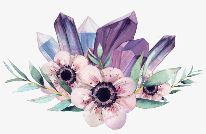 Gemstone Flower Watercolor Painting Crystal Clip Art - Mystic Faerie Tarot - Trade Paperback, transparent png download