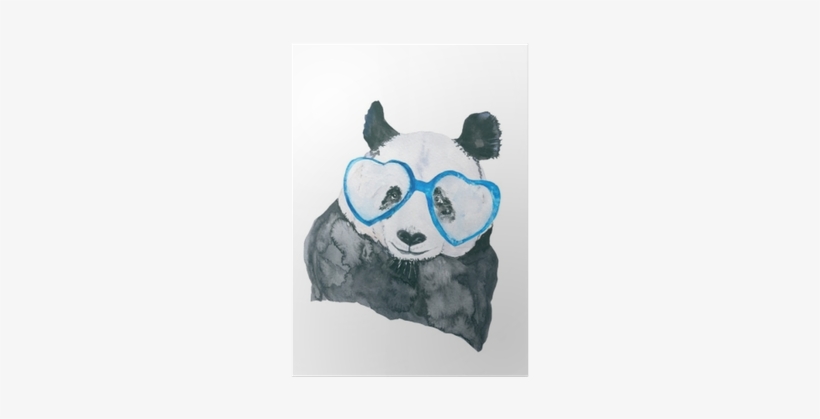 Panda With Glasses - Watercolor Painting, transparent png download