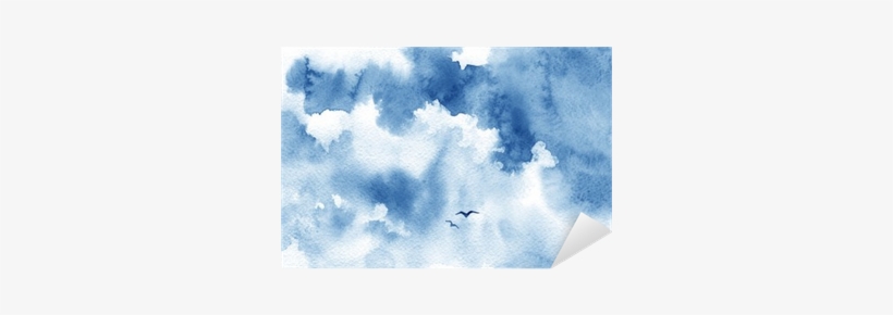 Blue Watercolor Cloud, Birds And Sky - Himmel Aquarell, transparent png download