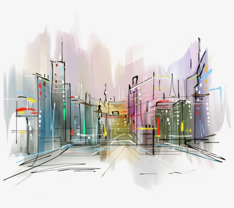 Png Freeuse Stock Photography Painting City Transprent - Omax Decor Limelight Rendered Gallery Wrapped Print, transparent png download