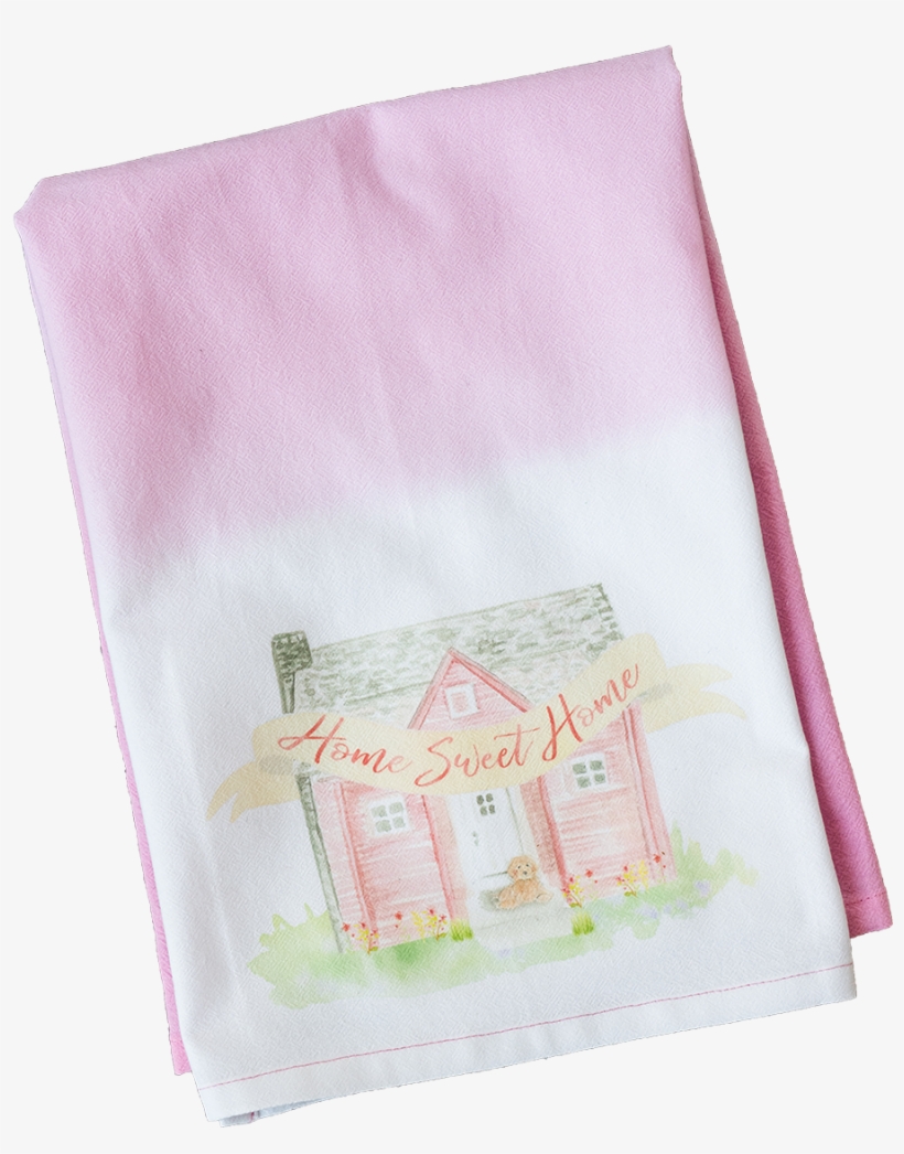 Pink Watercolor House - Towel, transparent png download