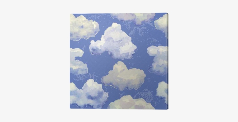 Vector Seamless Pattern With Watercolor Blue Clouds - Watercolor Painting, transparent png download