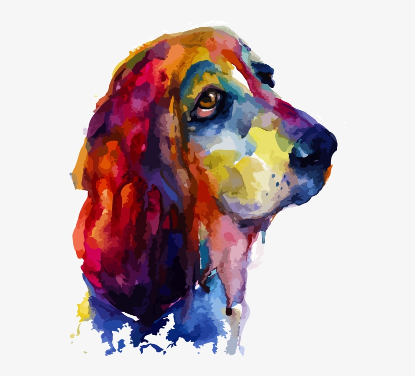 Watercolor Dog Printed Transfers - Brilliant Basset Hound Watercolor Painting, transparent png download
