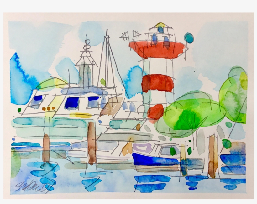 Lighthouse Bright Day Watercolor Painting - Watercolor Painting, transparent png download