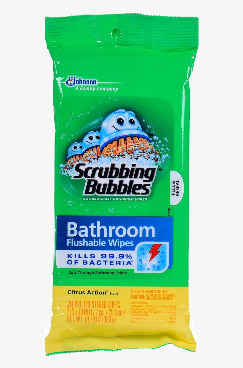 Scrubbing Bubbles Bathroom Flushable Wipes, transparent png download