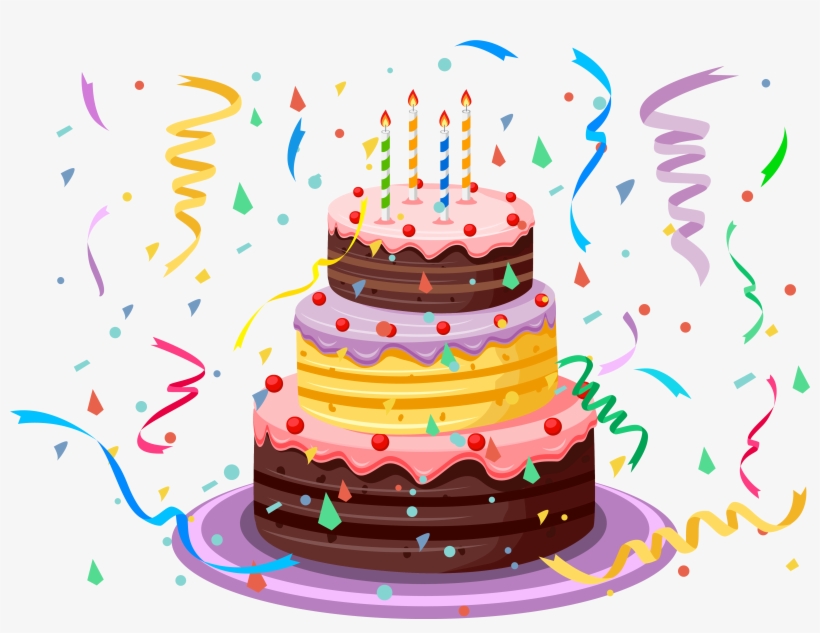 Birthday Cake With Confetti Png Clipart Picture - Birthday Cake Png, transparent png download