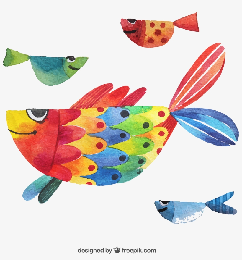 Watercolor Painting Poster Illustration - Jesspad U-shape Travel Pillow Watercollor Smiling Fish, transparent png download