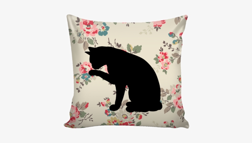 Floral Cats Square Pillow Cover "watercolor Flowers" - T Shirt, transparent png download