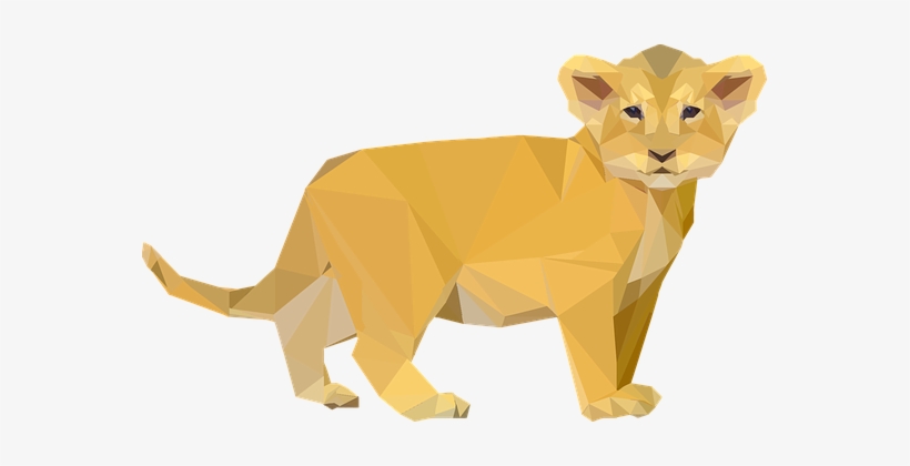 Africa Animal Cat Cub Feline Lion Low Poly - Lion Cub Clip Art, transparent png download