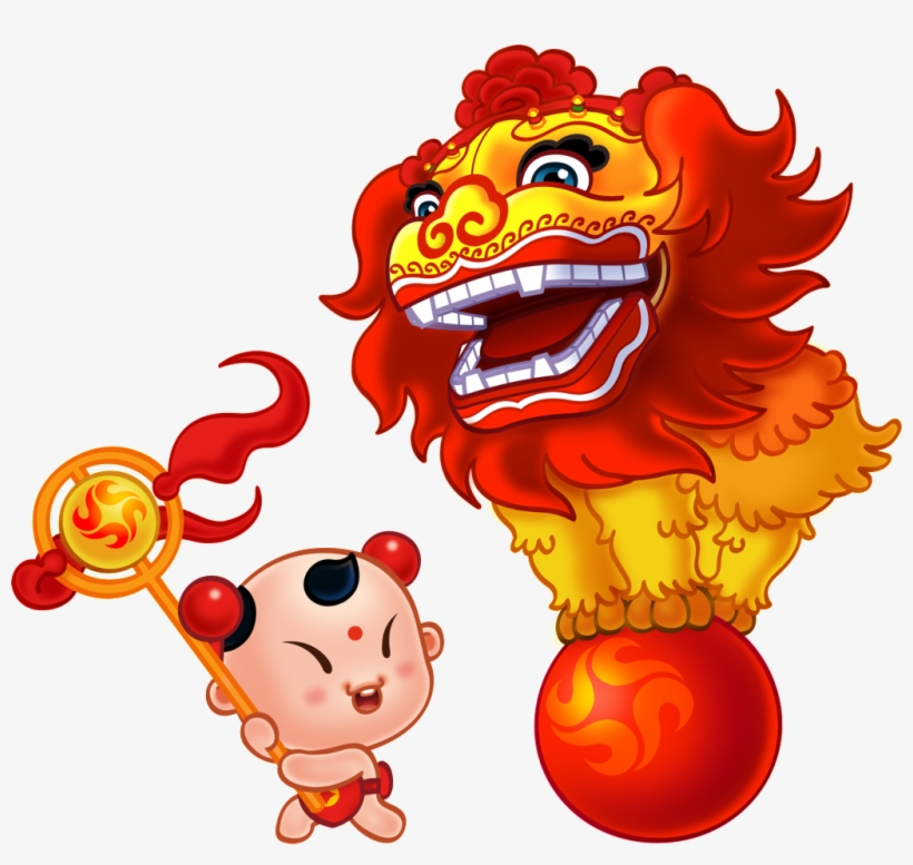 This Graphics Is Boy Lion Dance Element About Boy,lion - 春节 Png 图片 素材, transparent png download