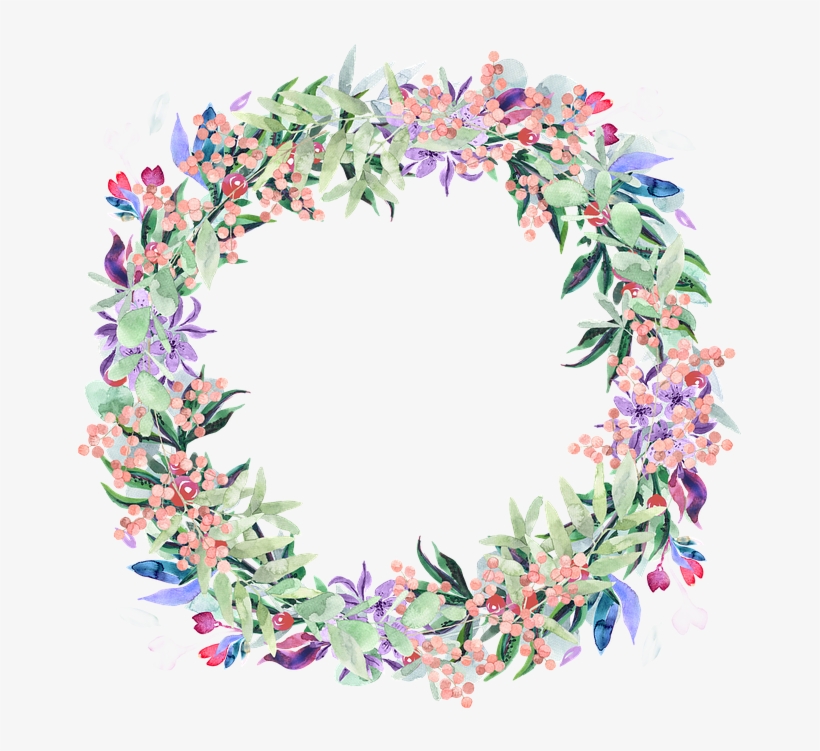 Wreath, Watercolor, Floral, Berries, Spring, Flowers, transparent png download