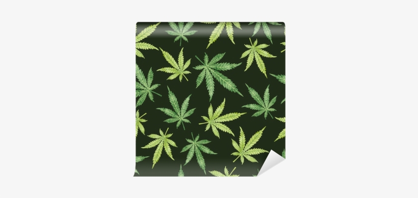 Watercolor Marijuana Leaves On Dark - Cannabis, transparent png download