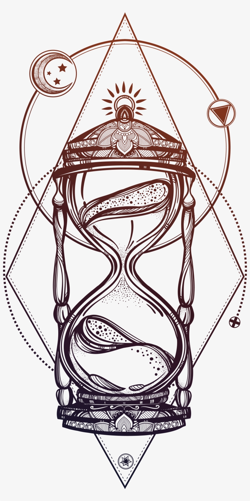 Picture Library Royalty Free Beautiful Hand Painted - 070fc 6-sheet Temporary 3d Tattoos Compass Gun Hourglass, transparent png download