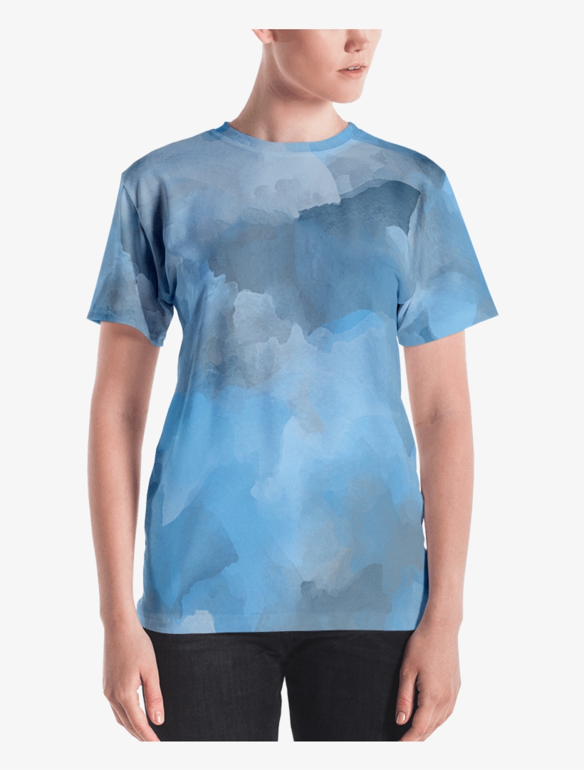 Steel Blue Watercolor Women's T Shirt T Shirt Zazuze - T-shirt, transparent png download