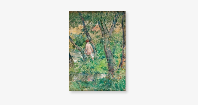 Childe Hassam • The Willows And The Bather • Watercolor,, transparent png download