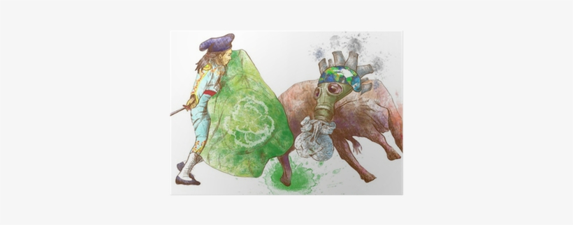 Green Nature-monster Of Globalization Fights With Toreador - Globalization, transparent png download