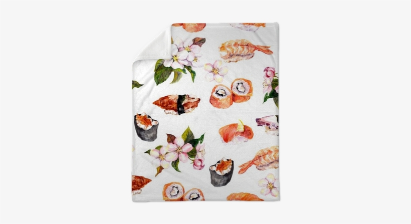 Sushi, Sakura Flowers Seamless Repeat Pattern - Oliver Gal Blakely Home 'eat Sushi' Canvas Art (16x20),, transparent png download