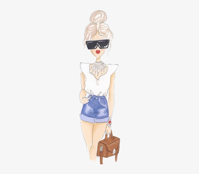 Fashion Girl Png File - Drawing Of A Girl In Shorts, transparent png download