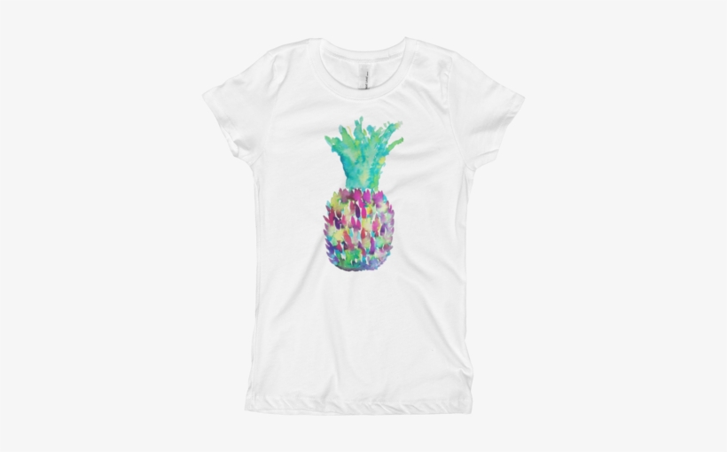 Pineapple Watercolor Girl's T-shirt - Pineapple, transparent png download
