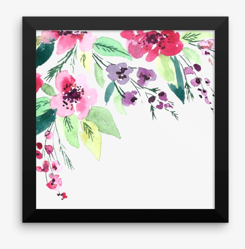 Watercolor Flowers Framed Poster - Watercolor Painting, transparent png download