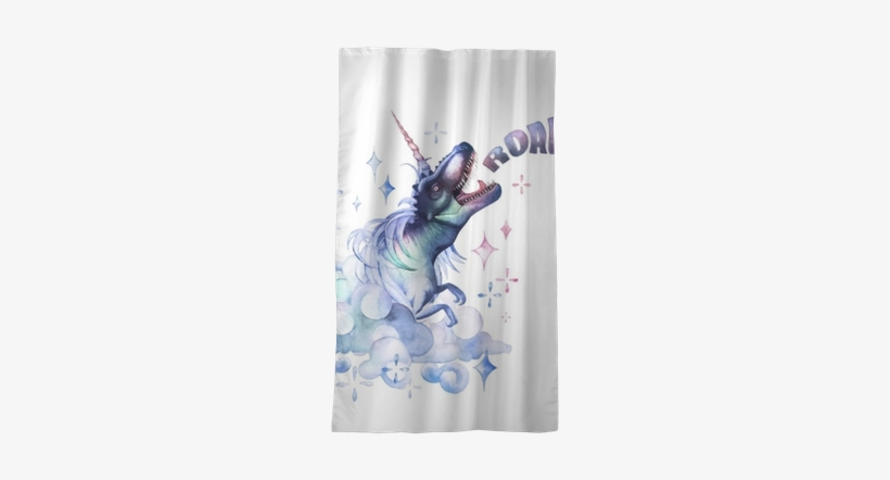 Watercolor Tyrannosaurus With Unicorn Horn And Mane - Unicorn, transparent png download