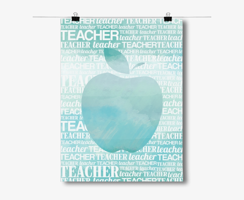 Apple Silhouette - Inspired Posters Apple Silhouette - Teal Watercolor, transparent png download