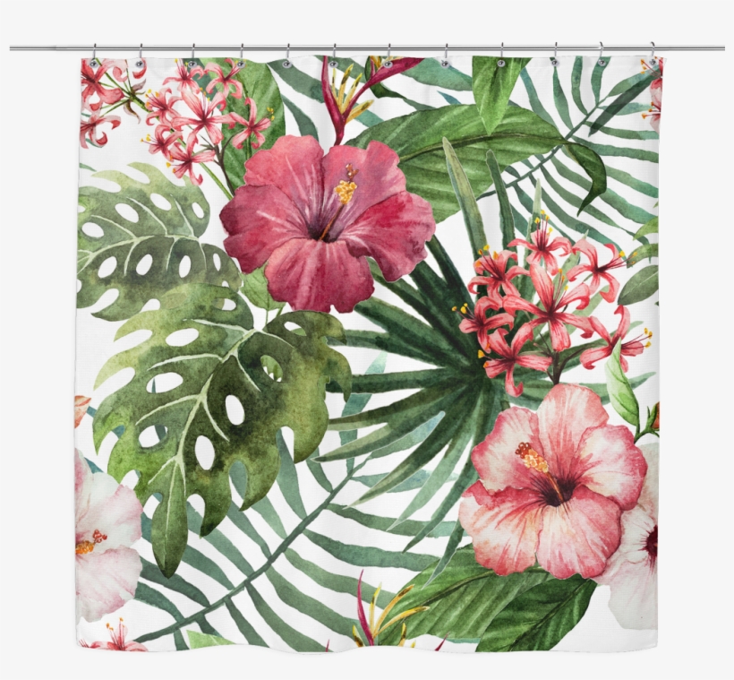 Hawaii Flower Shower Curtain D5 - Watercolor Flowers Shower Curtain, transparent png download