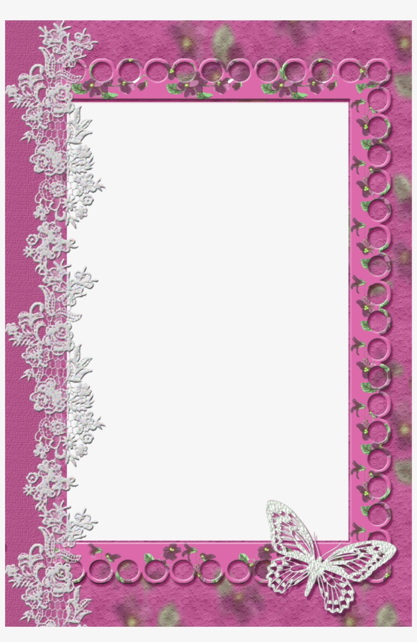 Pink Transparent Frame With Lace Butterfly - Love Frame Png File, transparent png download