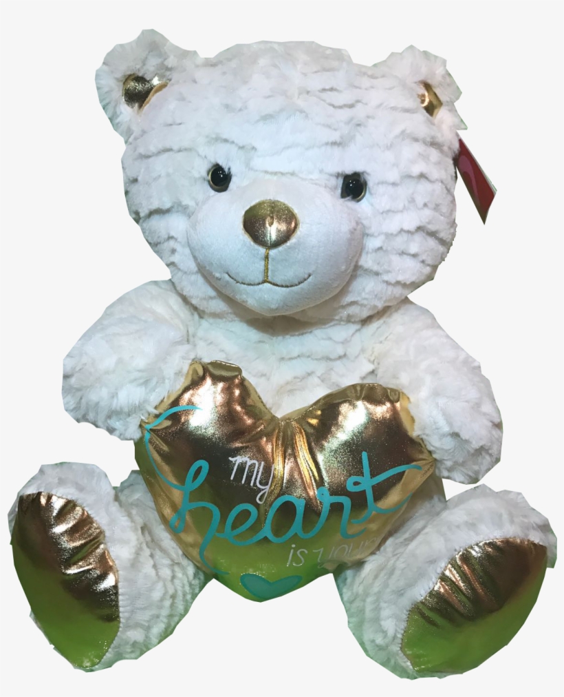 Stuffed Bear White My Heart Is Yours- Medium - Bear, transparent png download