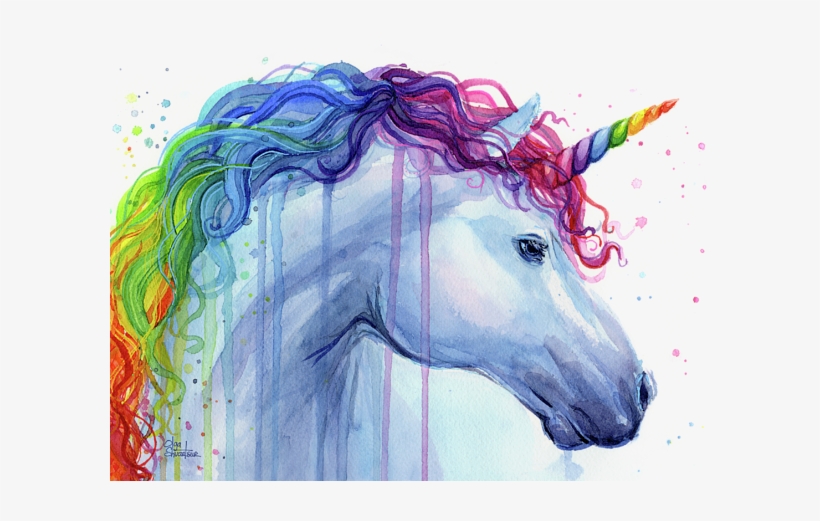 Click And Drag To Re-position The Image, If Desired - Rainbow Unicorn Watercolor, transparent png download
