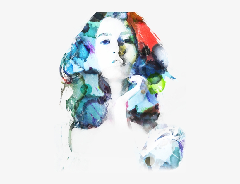 Stylized Image Of Woman With Big Hair - Watercolor Paint, transparent png download