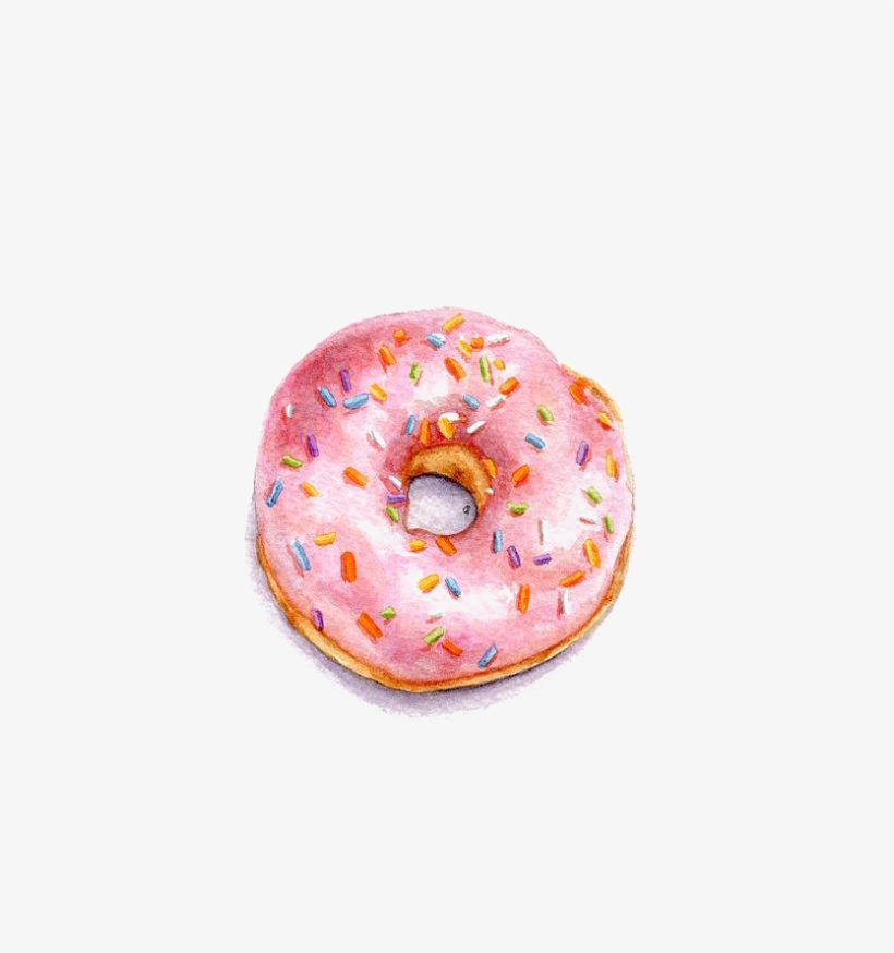 Clip Art Library Stock Painting Illustration Pink Donut - Watercolour Donut Illustration, transparent png download