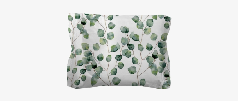 Watercolor Green Floral Seamless Pattern With Eucalyptus - Eucalyptus Background, transparent png download