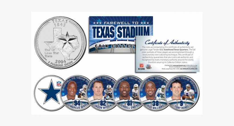 Dallas Cowboys * Texas Stadium Farewell * 6-coin Statehood - State Quarter, transparent png download