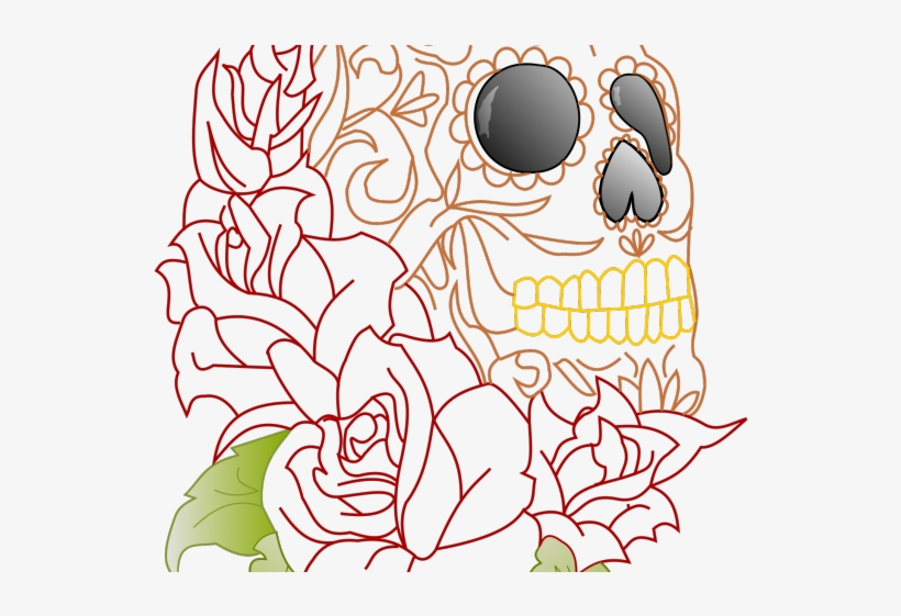 Skull Clipart Rose - Retro Schädel Der Stoffservietten Zuckerrockabilly, transparent png download