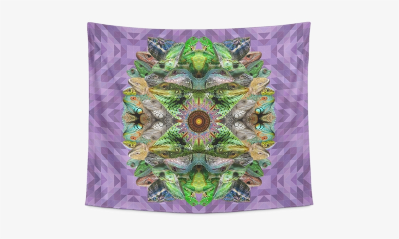 Lizard Mandala Tapetsry - Cushion, transparent png download