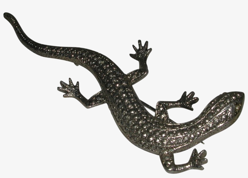 Deco Era Lizard Reptile Pin Faux Marcasite Metal Rhinestone - Lizard Transparent Background, transparent png download