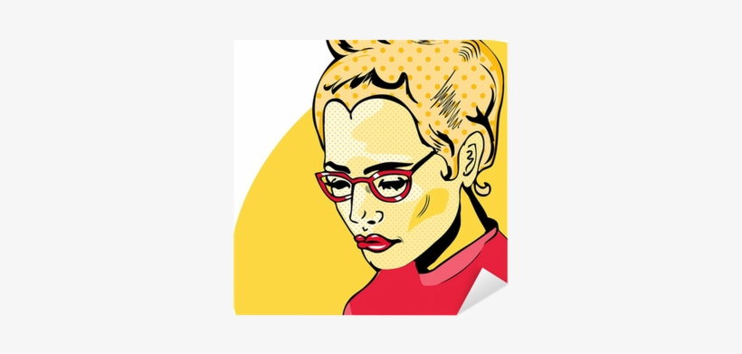 Pop Art Woman Comic Book Style With Dot Sticker • Pixers® - Comic Book Art Style Face, transparent png download