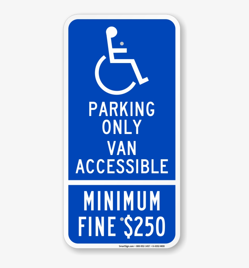 California Combination Handicap Van Accessible Sign - California Handicap Parking Fine Sign, Minimum Fine, transparent png download